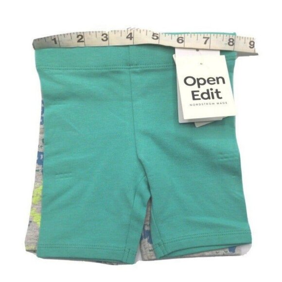 Open Edit Nordstrom Baby Clothes Top & Two Shorts Set 9M Green Multicolor NEW - Picture 6 of 10